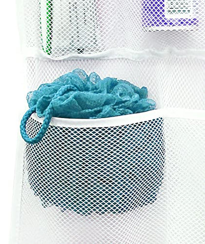 S&T INC. Shower Organizer, Shower Caddy & Bathroom Organizer, 2 Pack, White | Quick Drying Mesh, 7 Pockets to Hold Shampoo, Soap, Loofah, and Cruise Ship Essentials - color: White