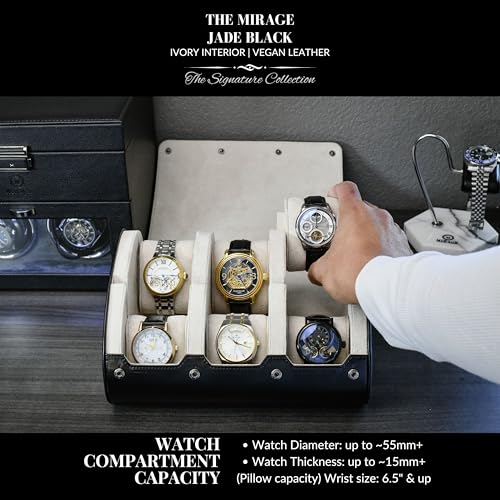 M Mirage Luxury Travel 6 watch display case organizer - Jade Black & Ivory White - color: Jade Black & Ivory White