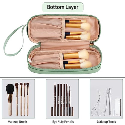 Ethereal Clear Makeup Bag, Green TSA Approved Toiletry Bag with Brushes Compartment Small Travel Make up Bags for Women - color: 08-green clear