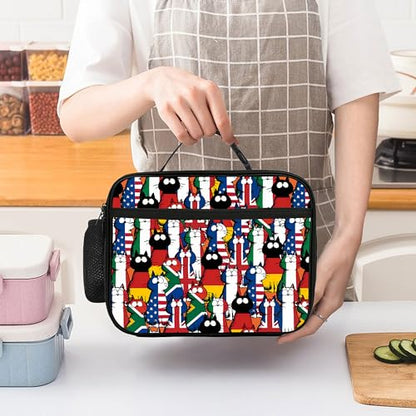 Cat Flag Lunch Bag Insulated Reusable Lunch Box Cooler Thermal Tote Bag For Teenage Boys Girls School Beach - color: Cat Flag