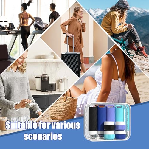 26 Pcs TSA Approved Travel Toiletry Bottles Set, Leakproof Silicone Refillable Travel Containers with Hanging Hole & Carabiner, Portable Essentials, for Shampoo Conditioner Lotion Body Wash - style: F