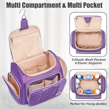 Large Toiletry Bag for Women Men,Bathroom Bag,Water Resistant Shower Bag,Makeup Bag,Toiletry Bags for Traveling,Hanging Toiletry Bag with Transparent Waterproof Phone Pocket (Purple) - color: Purple