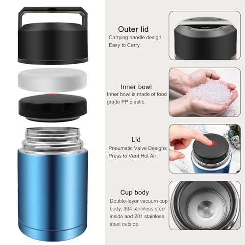 35oz Insulated Lunch Container Leak Proof Vacuum Thermal Flask - color: blue-- 35oz