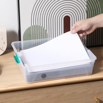 Clear Plastic Storage Bins with Lids Stackable Storage Box for Crafts, Supplies (Large 4Pack Green) - size: Large 4Pack Green