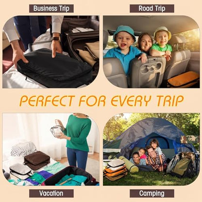 5 Pack Compression Packing Cubes for Travel Space Saving Cubes Luggage Organizer for Suitcase(Apricot,Mixed)