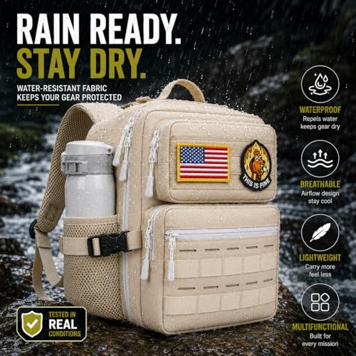 9L Mini Tactical Backpack for Men Women,Small Military Tactical Backpack for Sport,Gym,Hiking,Travel,Camping (Beige) - color: Beige