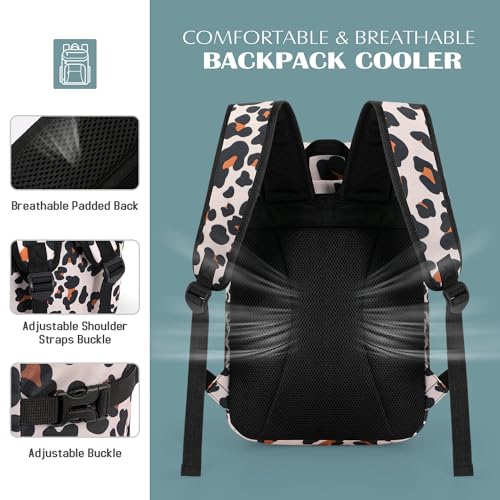 Tuwubi Cooler Backpack 35/42 Cans, Backpack Coolers Insulated Leak Proof for Men Women, Waterproof Soft Sided Lunch Camping Beach Travel Ice Chest Backpack Cooler Bag - color: Leopard Print, size: Medium