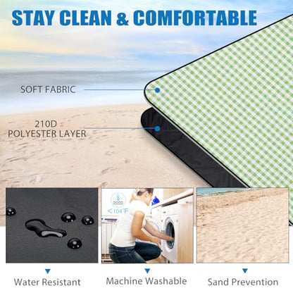 G GOOD GAIN Picnic Blankets Outdoor Extra Large - Waterproof Picnic Blanket with Carry Strap | Machine Washable Picnic Mat with Sandproof Backing for Park, Grass, Camping, Hiking, Concerts (Lime) - color: Lime