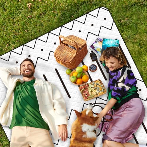 Waterproof Picnic Outdoor Blanket, 79" x 59" Sandproof Foldable Large Picnic Blanket for Beach, Camping, Park, Travel, Concert, Great Gift for Families and Couples (Simple Lines) - color: Simple Lines 02