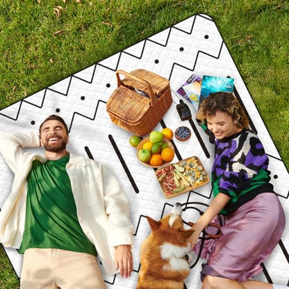 Waterproof Picnic Outdoor Blanket, 79" x 59" Sandproof Foldable Large Picnic Blanket for Beach, Camping, Park, Travel, Concert, Great Gift for Families and Couples (Simple Lines) - color: Simple Lines 02