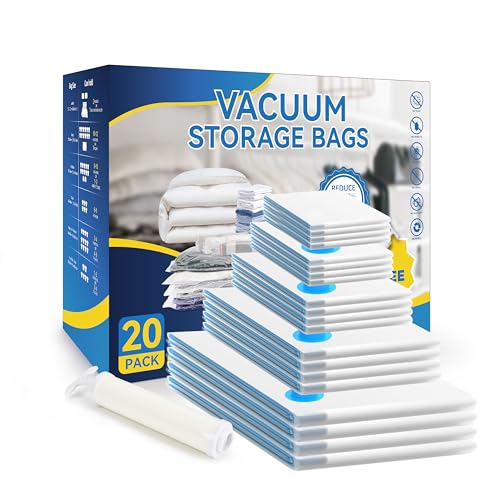 Simple Deluxe Vacuum Storage Bags 20 Pack, Space Saver Bags with Hand Pump, Vacuum Seal Bags for Clothing Travel, Comforters, Blankets, Bedding, Pillows (4 Jumbo/4 Large/4 Medium/4 Small/4 Roll M) - size: 20 Combo