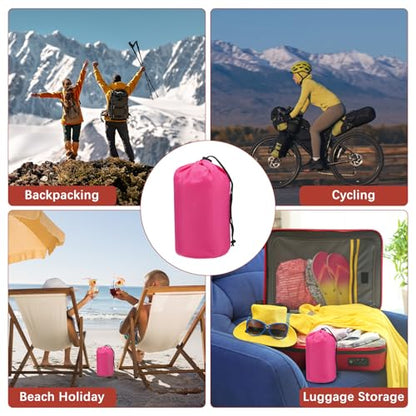 Stuff Sack [2PCS] - Waterproof Outdoor Storage Sacks Use for Backpacking & Traveling & Hiking - [Rose Red-5 x 10 in/ 13 x 25 CM] Ultralight Drawstring Bags - color: Rose Red