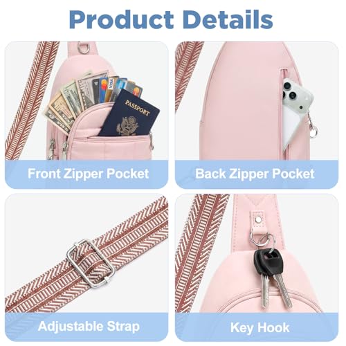 Anti Theft Sling Bag for Men & Women, Lightweight Puffer RFID Crossbody Bag for Travel, Commuting & City Walking, Hands-Free Everyday Essentials Bag Pink - color: Pink