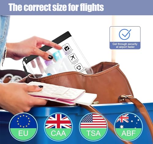 5Pcs TSA Approved Toiletry Bag-Quart Size Travel Bag for EU UK & US Carry-on Regulations Security, Quart Clear Toiletries, Cosmetic and 3-1-1 Liquids Toiletry Bag (Waterproof & Leakproof)