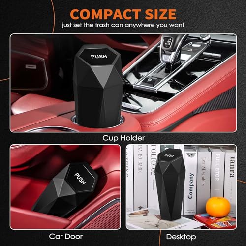 HOTOR Car Trash Can with Lid - 2 Pack, Car Accessories for Interior, Leakproof Vehicle Garbage Can with 30 Attached Trash Bags, Multipurpose Organizers and Storage for Home, Office, Black - color: Black
