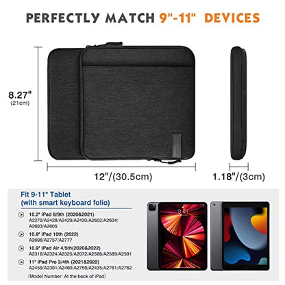 MoKo 9-11 Inch Tablet Sleeve Bag Carrying Case with Storage Pockets Fits New 11-inch iPad Air M4 2026/iPad Pro M5, iPad Pro/A16 11, iPad Air 5/4th 10.9, iPad 9/8th 10.2, Tab S8/S9 11,Black & Gray - color: Black & Gray, size: 9-11 Inch