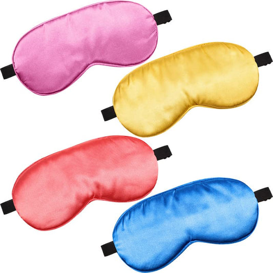 BBTO 4 Pcs Silk Sleep Eye Masks Smooth Soft Satin Eye Covers with Adjustable Strap Blindfold for Sleeping Blocking Out Lights Travel Relaxation(Blue, Watermelon Red, Gold, Purple) - color: Blue, Watermelon Red, Gold, Purple