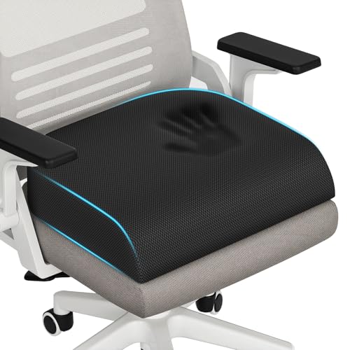 TranquilRelax Large Seat Cushion, Memory Foam Cushion for Long Sitting Hours on Office Chair, Car Seat, Non-Slip Chair Pad for Sciatica, Coccyx, Tailbone Pain Relief & Post-Surgery Recovery (Black) - color: Black, size: Large