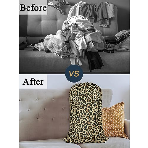 Swono Leopard Pattern Design Extra Large Travel Laundry Bag, Rip-Stop Dirty Clothes with Drawstring, Cheetah Skin Foldable Laundry bag Clothing Organization - color: Leopard Pattern Design