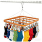 Clothes Drying Racks Clip Hangers Metal with 36 Clips Windproof Hook Underwear Hanger Foldable Laundry Clip for Socks Bras (Gold) - color: Gold