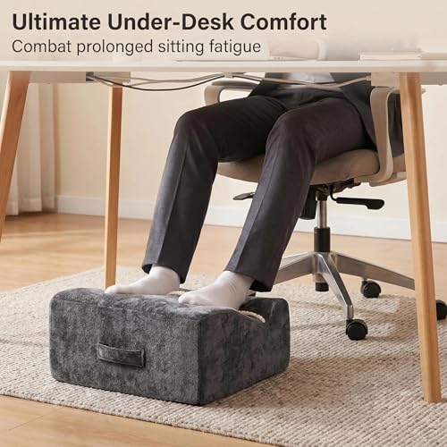 Foot Rest for Under Desk at Work, Office Footrest with Warm Feet Pocket,Ergonomic Under Desk Footrest with Washable Cover, Stool for Office Chair & Back &Pain Relief (Dark Gray+) - color: Dark Gray+