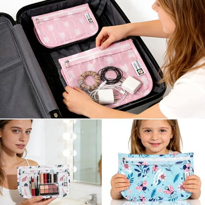 HIONXMGA TSA Approved Toiletry Bag, Set of 3 Clear Travel Toiletry Bag Quart Size Zipper Travel Pouch, Waterproof Makeup Cosmetic Bag for Women Men Kids Toiletries Carry on, Arrow B - color: Arrow B, Mixed Sizes