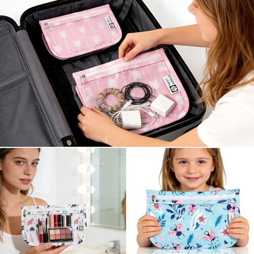 HIONXMGA TSA Approved Toiletry Bag, Set of 3 Clear Travel Toiletry Bag Quart Size Zipper Travel Pouch, Waterproof Makeup Cosmetic Bag for Women Men Kids Toiletries Carry on, Cacti B - color: Cacti B, Mixed Sizes