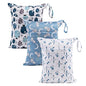 babygoal Wet Dry Bags for Baby Cloth Diapers, Washable Travel Bags, Beach, Pool, Gym Bag for Swimsuits & Wet Clothes with Two Zippered Pockets 3 Pack, 3LN28 - color: Fish and seagull