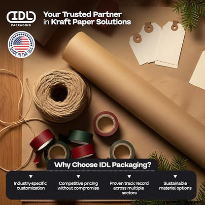 Brown Paper Roll 48" x 1200" (100 feet) - USA-Made Thick Kraft Paper Roll 50lb Thickness for Packing, Moving, Shipping & Crafts/Arts - 100% Recycled Natural Craft Wrapping Material by IDL Packaging - color: Brown, size: 48"x100' (#50 thick)