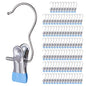 100PCS Space-Saving Clothespin Hat Pants Storage Hanging Travel Hook,Portable 360° Rotating Stainless Steel Hanging Hook Clips Towel Clips,Laundry Hooks Hanging Clips with Clips for Home and Travel - color: Blue 100pcs
