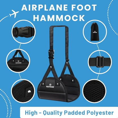 Adjustable Foot Hammock for Plane Travel – Airplane Foot Rest for Long Flight – Leg Hammock for Long Travel, Desk Leg Foot Hammock for Office - Airplane Essentials Accessories