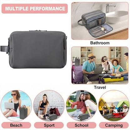 2Pack Men's Toiletry Bag Pu,Travel Toiletry Organizer, Waterproof Shaving Kit Pouch For storing daily essentials like toiletries and cosmetics,Black (Grey) - color: Grey