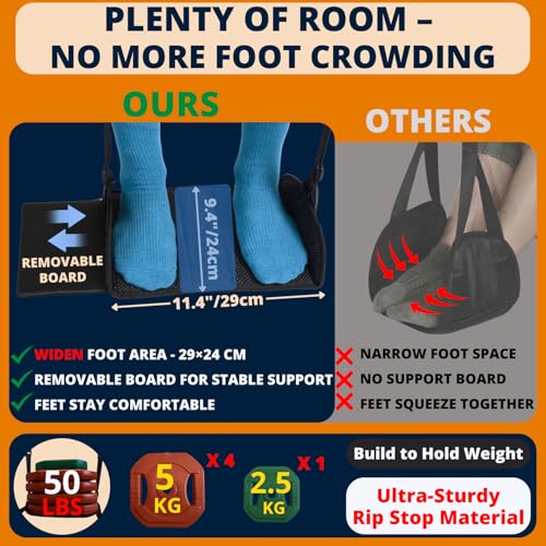 Premium Wheelchair Footrest Hammock, Anti-Slip Foot Sling for Wheelchair Foot Rest Replacement, Adjustable Leg Rest for Rollator w/Rigid Base, Leg Hammock for Walker, Wheelchair Accessories