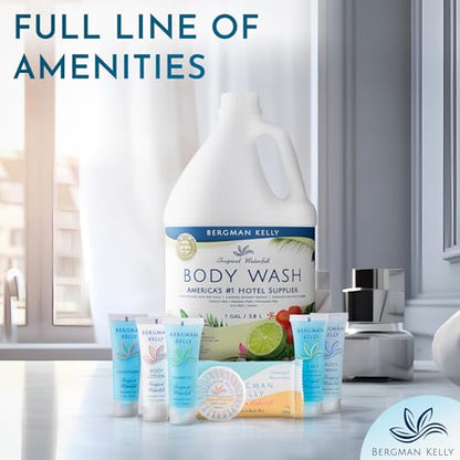 BERGMAN KELLY Refill Gallon Size Body Wash (128 fl oz, Tropical Waterfall Scent), Delight Your Guests with an Invigorating and Refreshing Body Wash, Quality Guest Hotel Toiletries in Bulk - size: 128 Fl Oz (Pack of 1)