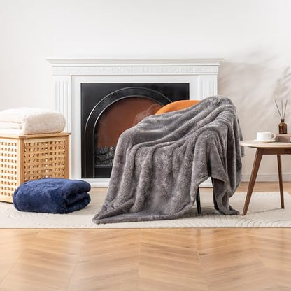 Berkshire Blanket Classic Extra-Fluffy™ Plush Blanket,Twin Size Bed Blanket,Soft Fuzzy Fluffy Long Hair Blanket for Couch Sofa Bed,Shadow Grey,60x92 Inches, E0554-TX-05U - color: Shadow Grey, size: Twin/Twin XL