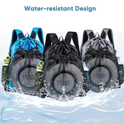 Large Beach Backpack Waterproof Sandproof - Customized Oversized Drawstring Pool Bag with Shoe Compartment for Toiletries, Towels, Gym, Travel - color: Black