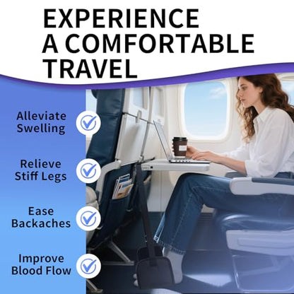 2-Piece Upgraded Airplane Footrest Hammock - Large Memory Foam Support & Adjustable Straps, Travel Essential