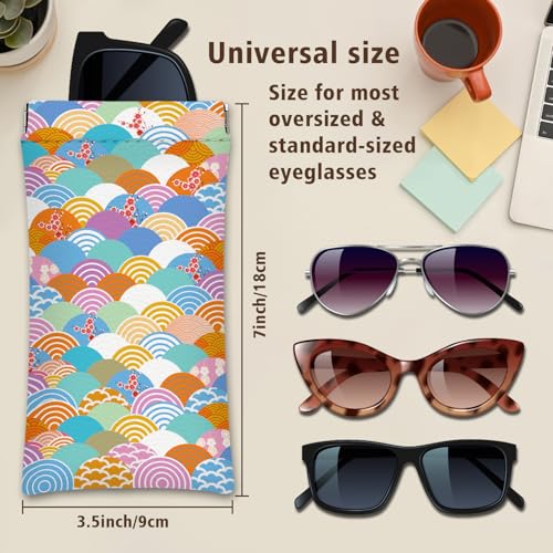 Eyeglasses Sunglasses Case PU Soft Squeeze Top Glasses Pouch for Women Men,Floral Pattern Portable Anti Scratch - color: Pink+yellow