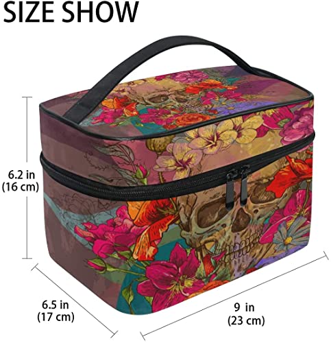 Makeup Bag Rose Skull Travel Cosmetic Bags Organizer Train Case Toiletry Make Up Pouch - color: color7