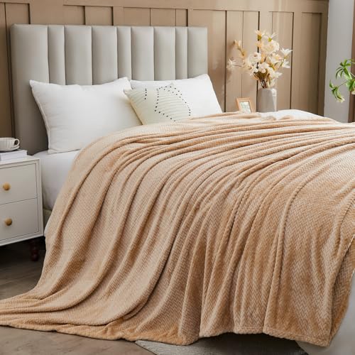 NEWCOSPLAY Super Soft Throw Blanket Brown Premium Silky Flannel Fleece Leaves Pattern Lightweight Bed Blanket All Season Use (Brown, Throw(50"x60")) - color: Brown, size: Throw(50"x60")