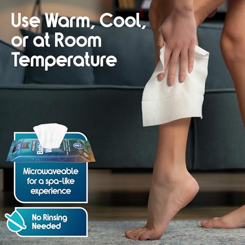 Body Wipes for adults bathing rinse free | Adult Wash Cloths Extra Large, Bathing Wipes for Incontinence, 8"x 8" In (48 count) | By Inspire - style: Thick 6 Packs of 8
