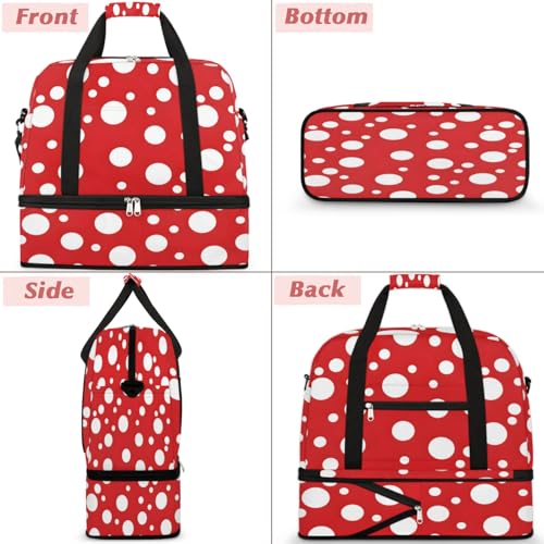 Travel Duffel Bag Round Dots Print Weekender Bag with Shoe Compartment Foldable Overnight Bags for Travel Sports Lightweight Gym Bags for Men Women - color: Round Dots Print