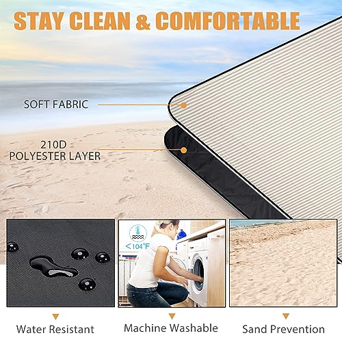 G GOOD GAIN Picnic Blankets Waterproof Extra Large - Outdoor Blanket Sand Free Foldable with Carry Strap for Beach, Camping, Park Grass, Hiking, Travel, Concerts, Indoor (Sand Yellow) - color: Sand Yellow
