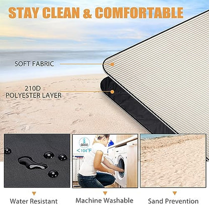 G GOOD GAIN Picnic Blankets Waterproof Extra Large - Outdoor Blanket Sand Free Foldable with Carry Strap for Beach, Camping, Park Grass, Hiking, Travel, Concerts, Indoor (Sand Yellow) - color: Sand Yellow
