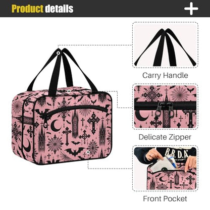 MNSRUU Hanging Toiletry Bags for Women Travel, Black Gothic Moon Spider Webs and Bats Toiletry Organizer Portable Travel Clear Wash Makeup Cosmetic Bag - color: Bats I8897