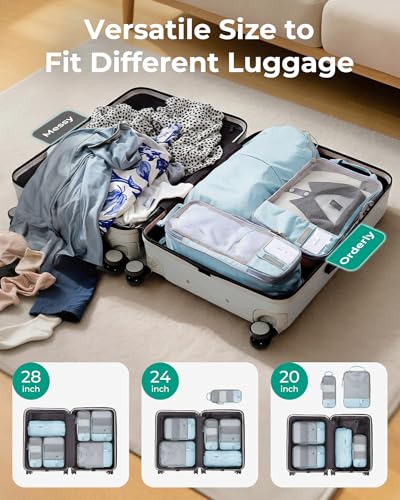 BAGSMART 6 Set /4 Set/2 Set Compression Packing Cubes for Travel, Lightweight Luggage Organizer Bags, Durable Space Saver Bags Travel Essentials - color: Starlight Bluen, size: Set of 6
