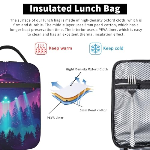 Insulated Lunch Box for Kids Boys Girls, Reusable Lunch Bag for School, Office, Work, Picnic, Travel, Cosmic UFO Lunch Box - color: lunch box 85
