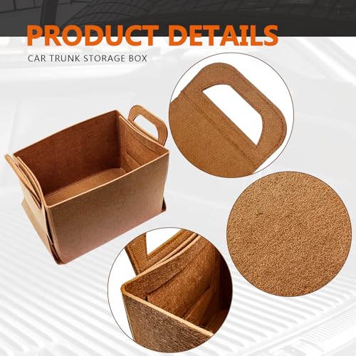 Felt Car Trunk Organizer, Foldable Vehicle Storage Box, Large Capacity Multi-Purpose Automotive Interior Accessories for Cars, SUV, Sedan, Truck (Brown) - color: brown