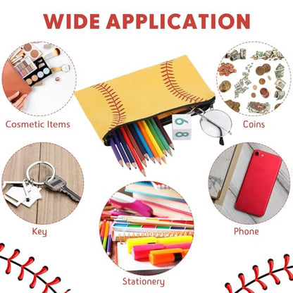 Eccliy 20 Pcs Softball Makeup Bags Bulk Team Gifts Softball Cosmetic Bag Accessories for Women Toiletry Zipper Pouch Travel Canvas Gifts Stuff for Team Players Party - size: 8 x 5 Inch, style: Softball