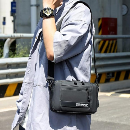Waterproof Polyester Slim Unisex Crossbody Sling Bag Chest Backpack Men's Shoulder Bag, Leisure Travel Handbag, Hard Shell Anti-Theft Chest Bag, Messenger Bag-Black, Standard, Retro - color: Messenger Bag-black